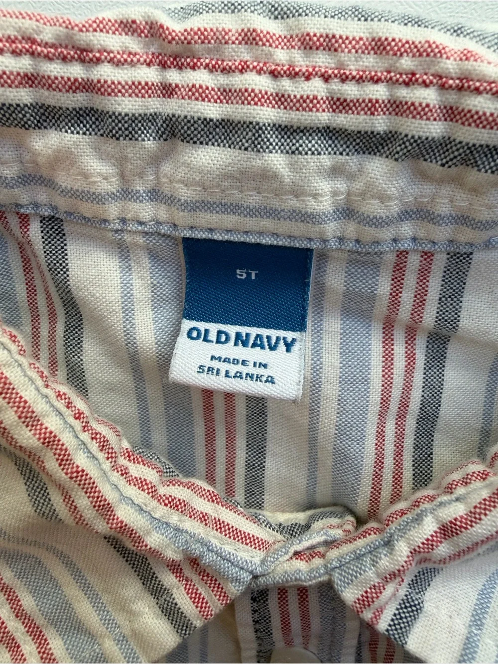 Old Navy Toddler Striped Button-Down Shirt in Cream, Blue & Red